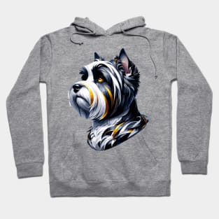 Stunning and Cool Biewer Terrier Monochrome and Gold Portrait for Father's Day Hoodie